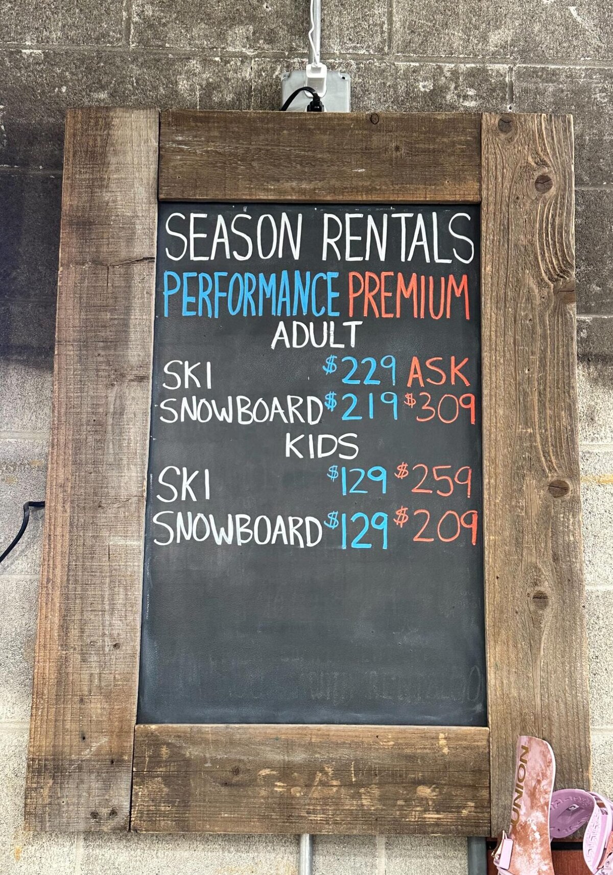 Season ski and snowboard rental pricing at Gear Garage CDA