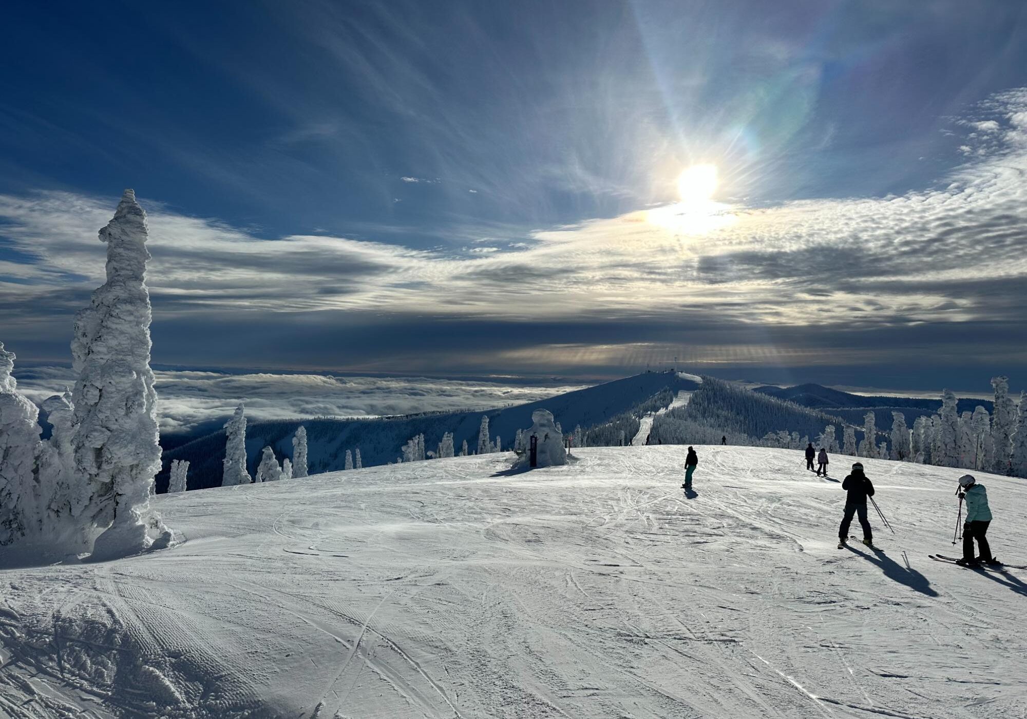 Top of Schweitzer Mountain in the winter.
